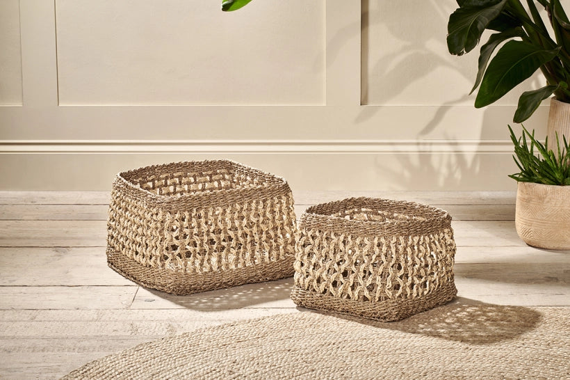 Weis Square Seagrass & Palm Leaf Basket Medium