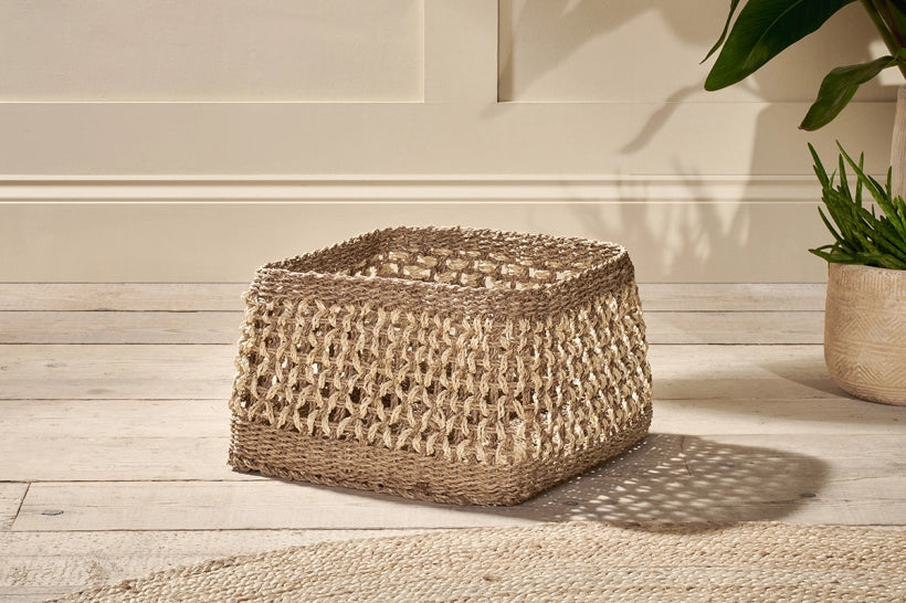 Weis Square Seagrass & Palm Leaf Basket Medium