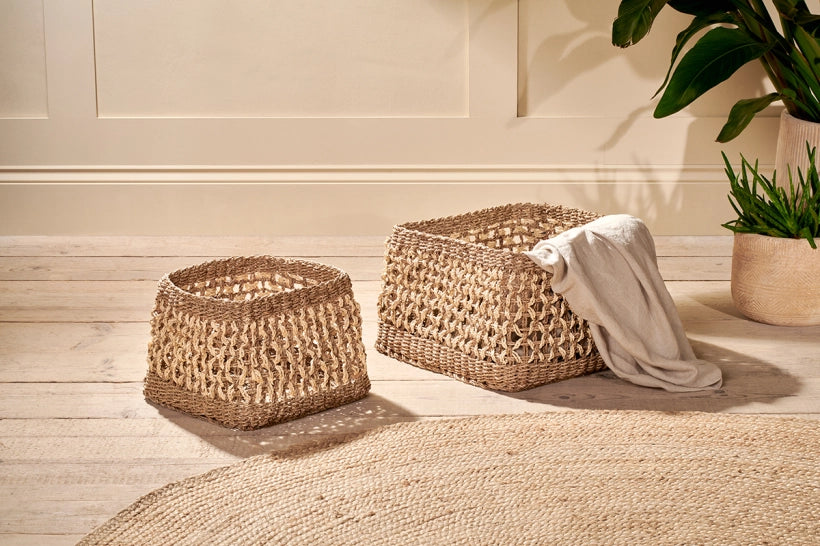 Weis Square Seagrass & Palm Leaf Basket Large